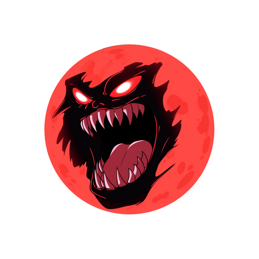 halloween red monster moon sticker