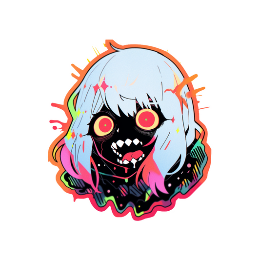 halloween scary zombie girl colorful sticker