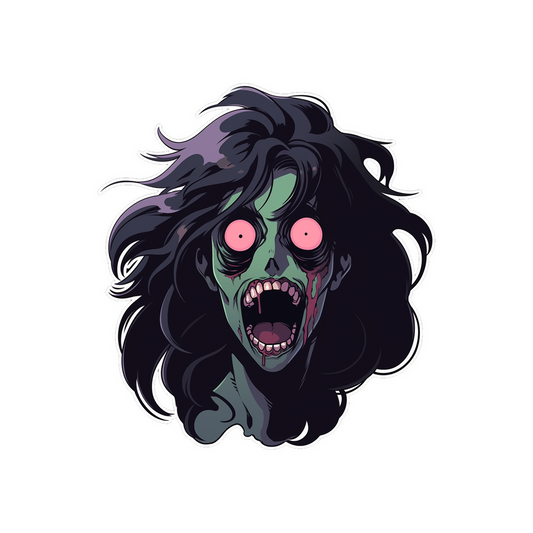 halloween scary zombie girl sticker