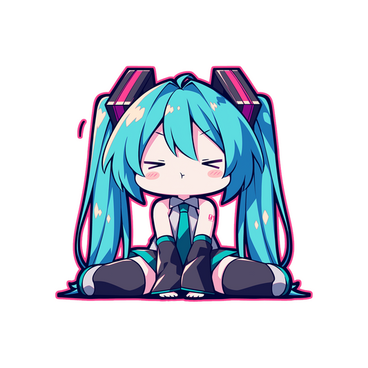 hatsune miku chibi crossed arms sit clipart sticker