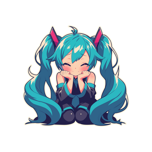 hatsune miku chibi happy sit clipart sticker