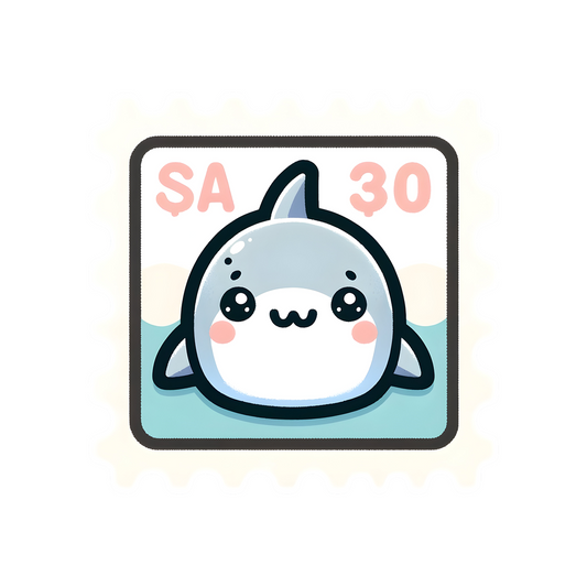 kawaii shark postage stamp sticker