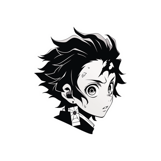 kimetsu no yaiba tanjiro black white sticker