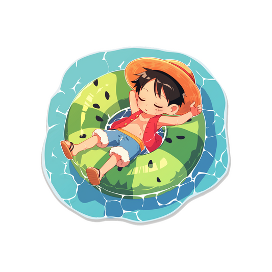 luffy watermelon floatie sleeping sticker