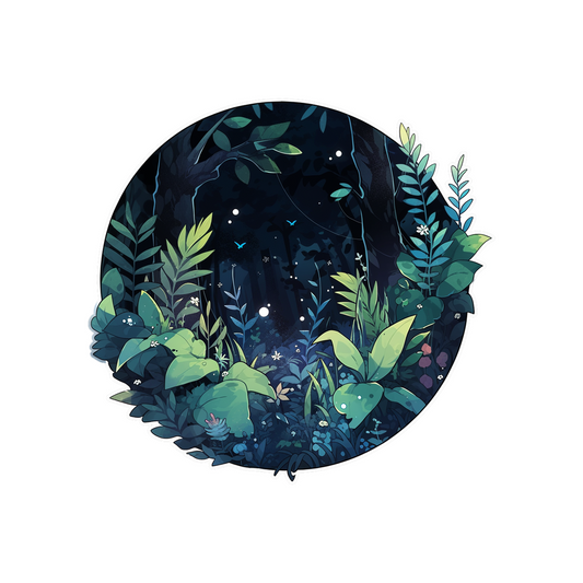 magic night forest round sticker