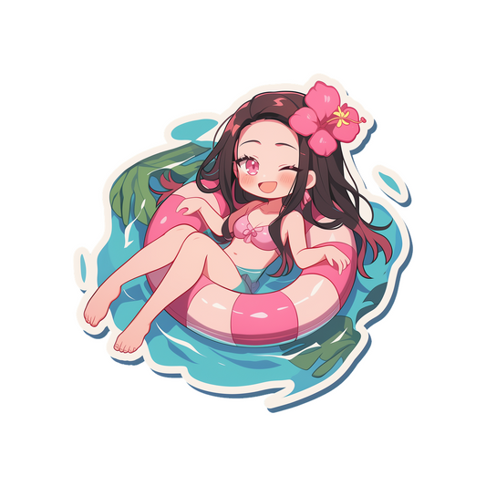 nezuko pool floatie summer sticker