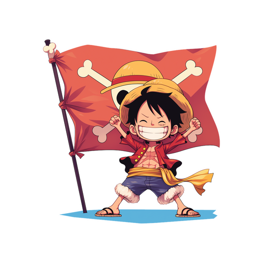 one piece chibi luffy pirate flag sticker