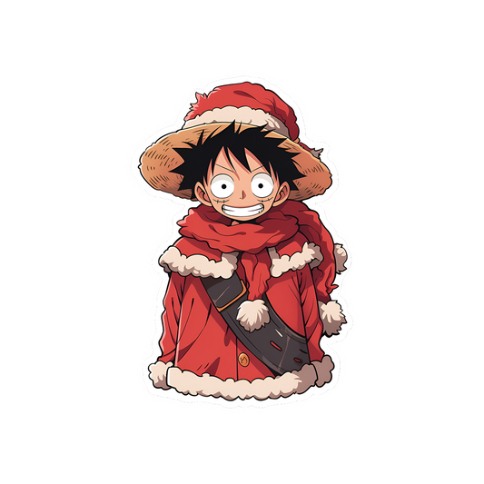one piece luffy in santa claus costume sticker