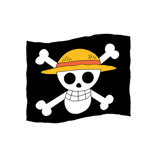 one piece straw hat jolly roger flag sticker