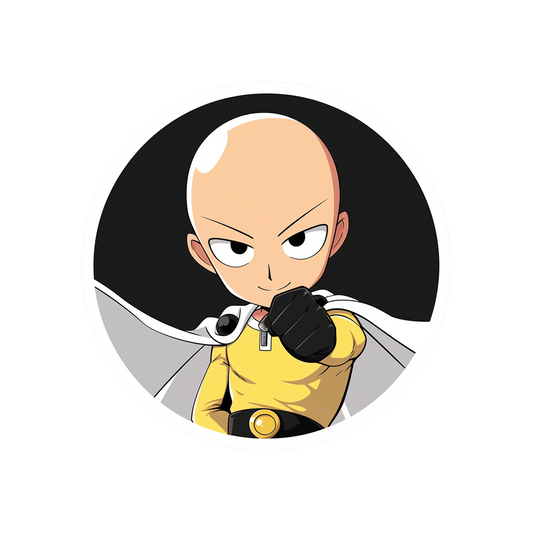 one punch man saitama clenched fist black round sticker