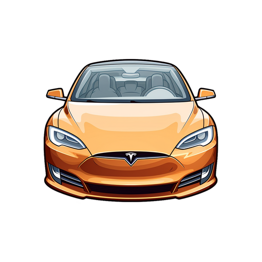 orange tesla model s front view sticker