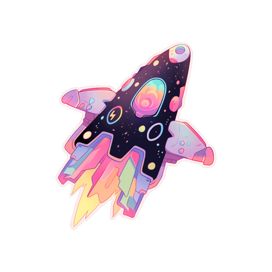 pastel galactic spaceship sticker