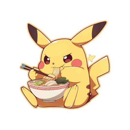 pikachu eating ramen sticker