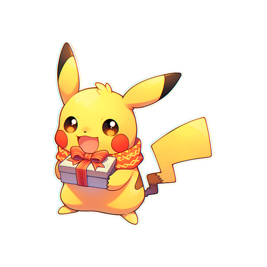 pokemon pikachu with christmas gift sticker