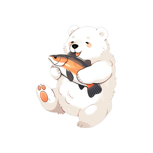 polar bear with a fish sticker