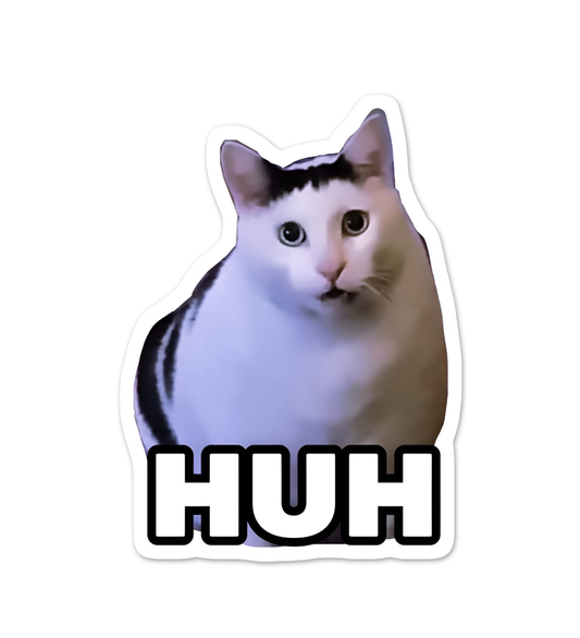 Cat meme HuH Laptop Mobile Sticker