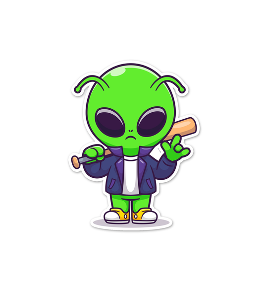 Baseball Player Alien Sticker