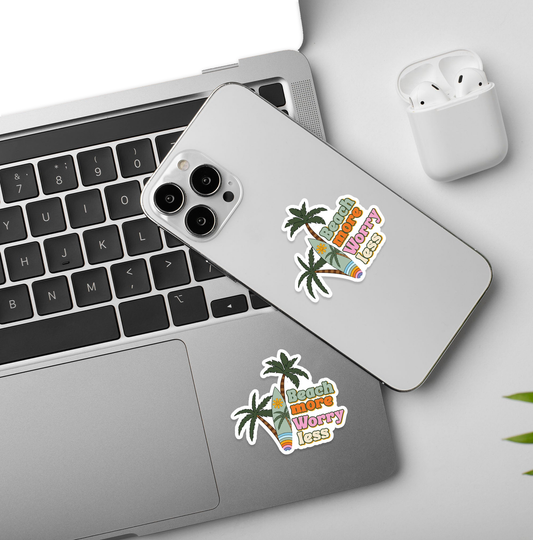 Beach More Laptop Mobile Stickers