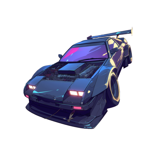 retrowave sportscar stylized art sticker