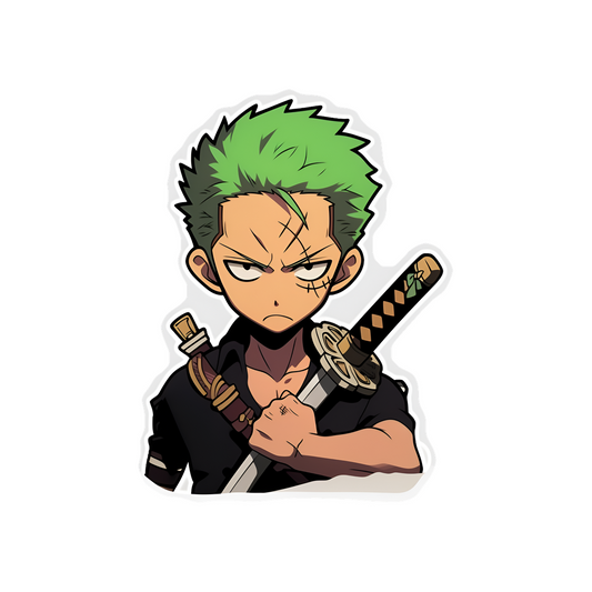 sad roronoa zoro with sword sticker