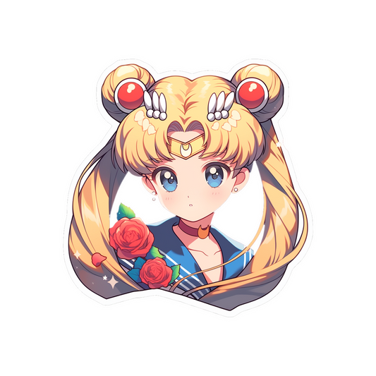 sailor moon with roses anime sticker