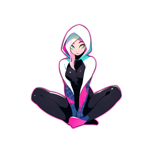 spider gwen pink stroke sticker