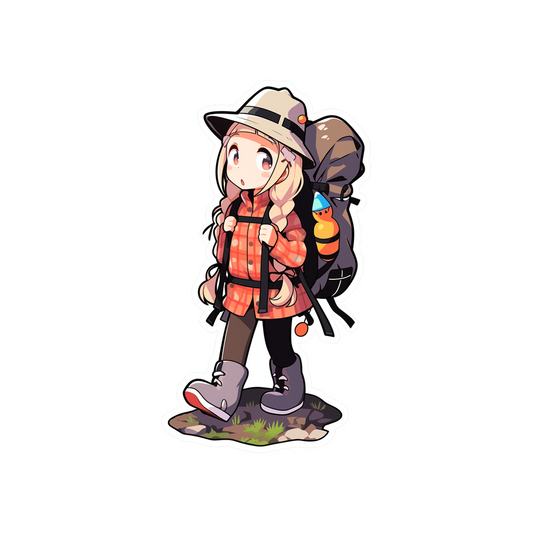 surprised anime girl hiking sticker