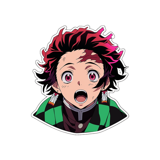 surprised tanjiro kamado anime sticker