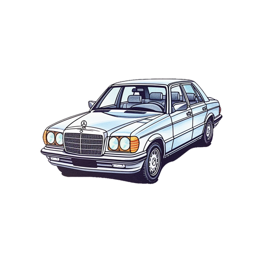 white mercedes benz w126 sticker