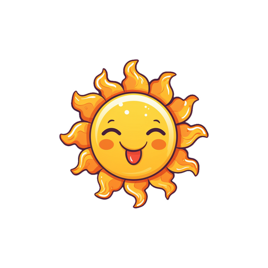 yellow sun sticking out tongue sticker
