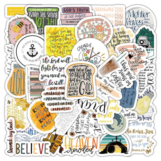 2025 Newly 50PCS Trendy Jesus Christian Quotes Bible Sticker