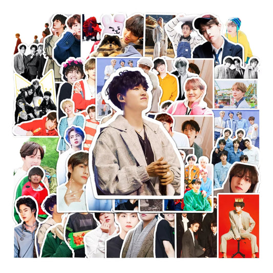 50Pcs KPOP Idol Bangtan Decorative Stickers for Phone Luggage Decor Korean Boy Sticker