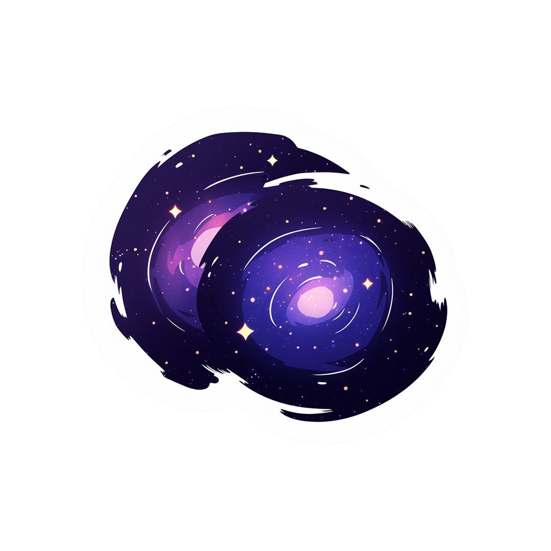 2 galaxies drawn sticker