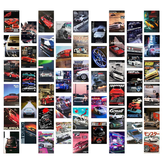 50Pcs Fashion Cool JDM Racing Poster Graffiti Stickers for Wall Car Motorcycle Vinyl Sports Car Sticker