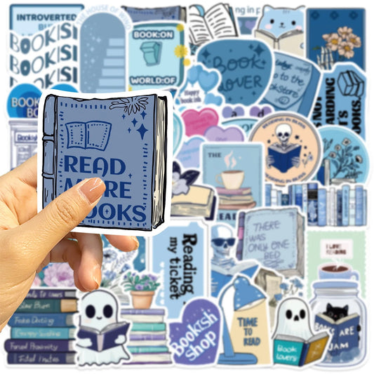 50PCS Blue Reading Book Lover Read Bookish Sticker