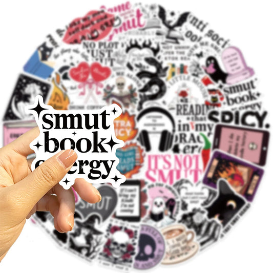 50Pcs Cool Smut Bookish Reading Word Graffiti Stickers for Laptop Book Decor Spicy Hot Smut Sticker