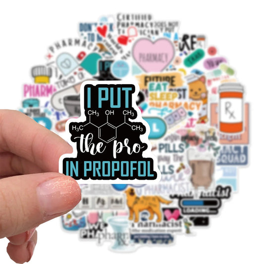 50Pcs Cartoon Medicine Pharmacy Vinyl Graffiti Sticker for Phone Laptop Notebook Medical Care Decoration Sticker Label