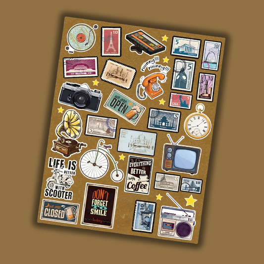 Retro Vintage Collage  Mini Stickers