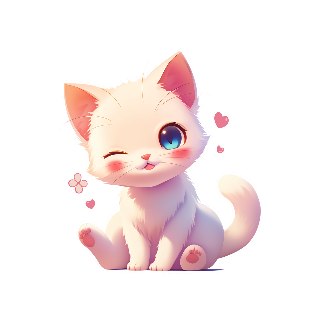 adorable kitten winking sticker