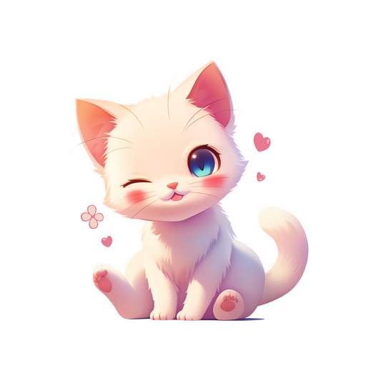 adorable kitten winking sticker