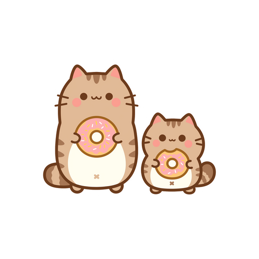 adorbale cats with donuts sticker