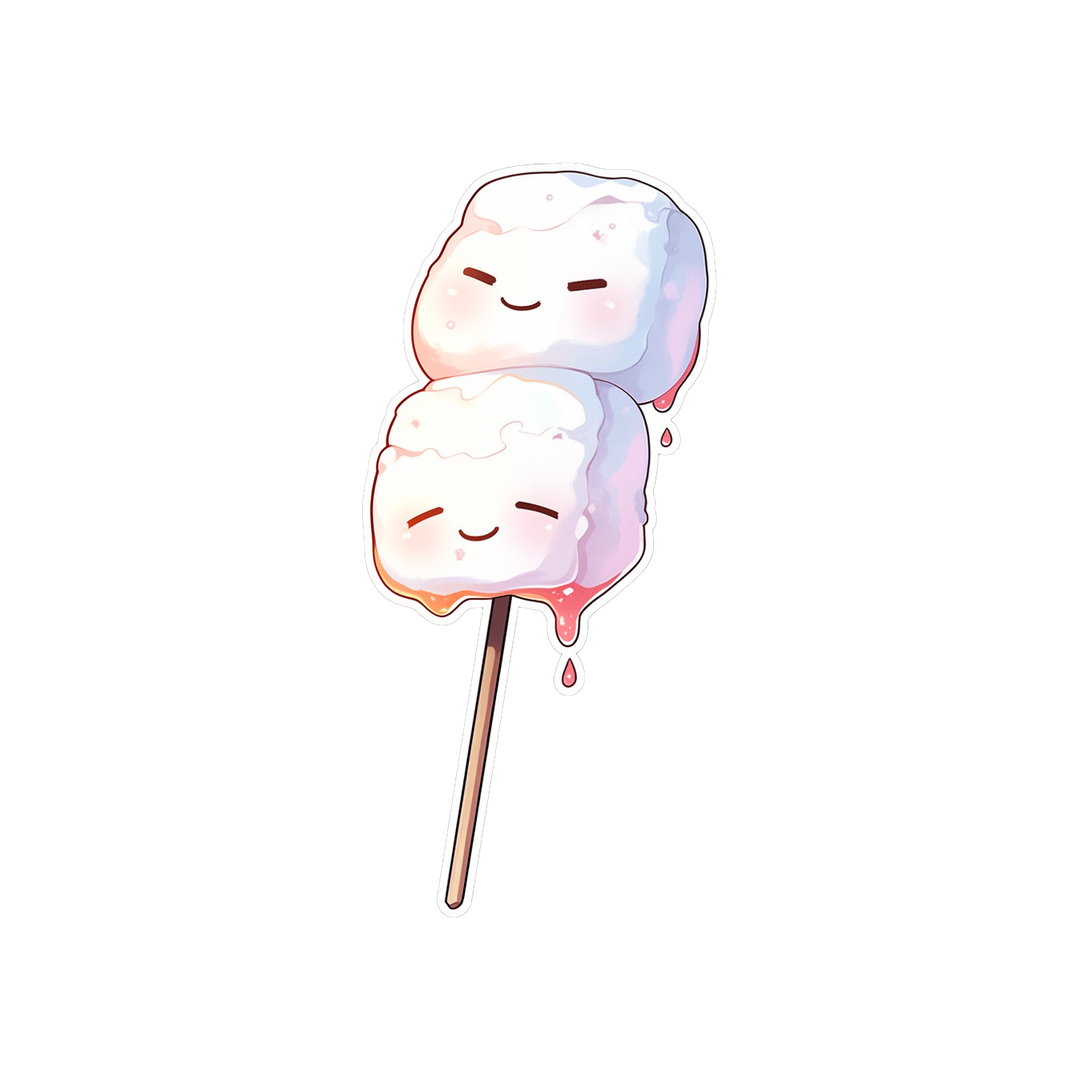 aestehtic kawaii marshmallows on stick sticker