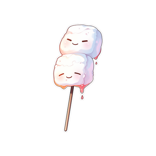 aestehtic kawaii marshmallows on stick sticker