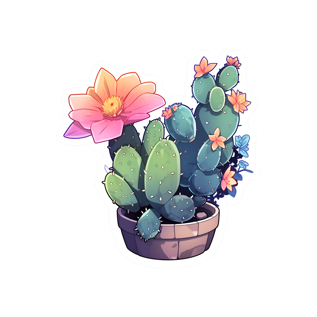aesthetic blooming cactus sticker