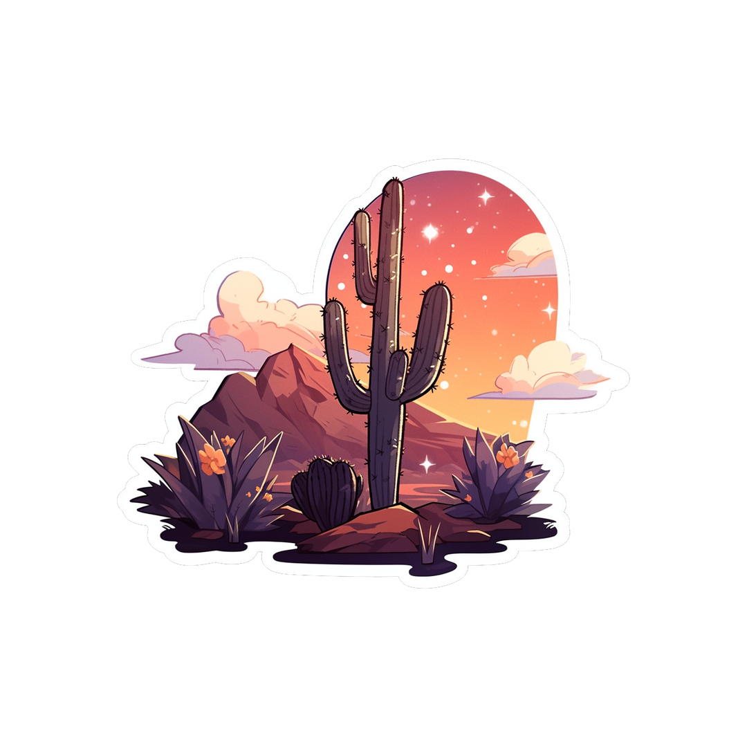 aesthetic desert with cactus sticker