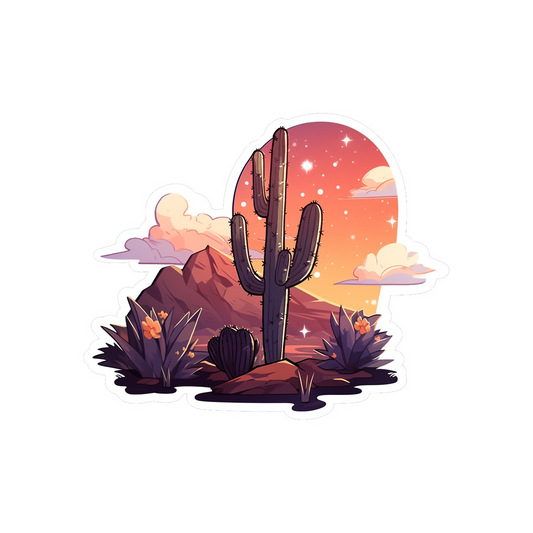 aesthetic desert with cactus sticker