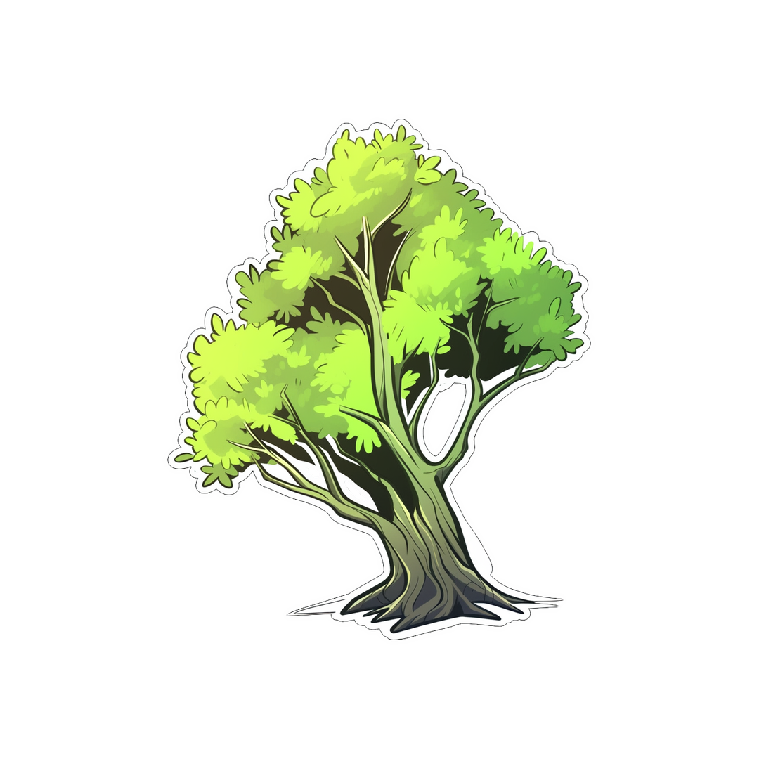 aesthetic green tree cartoon sticker