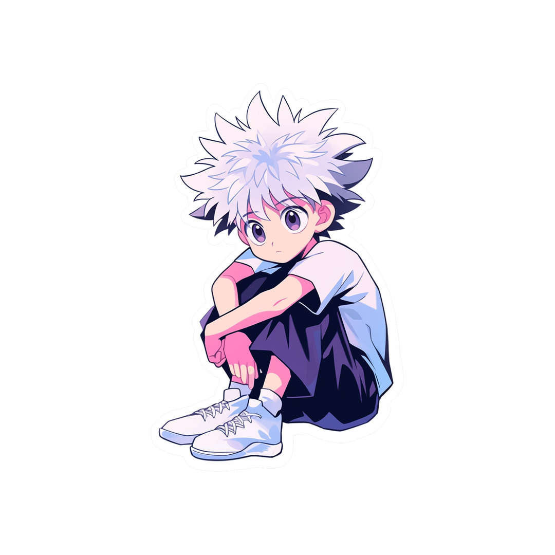aesthetic killua zoldyck sitting sticker