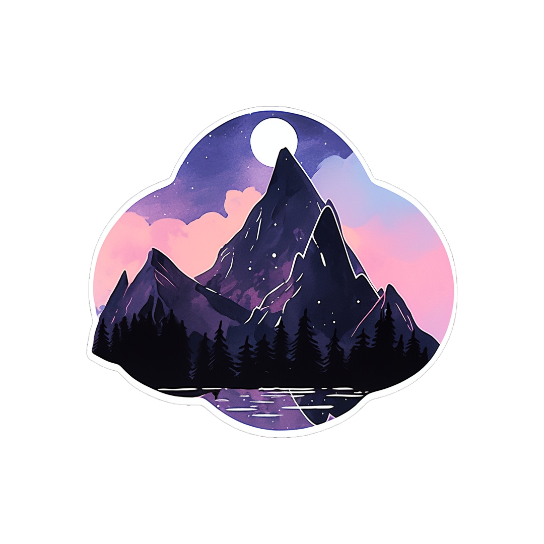 aesthetic night mountains sticker