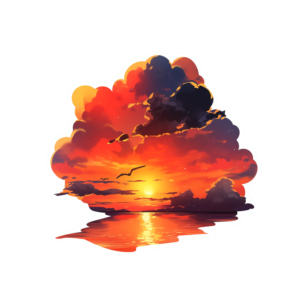 aesthetic orange sea sunset sticker